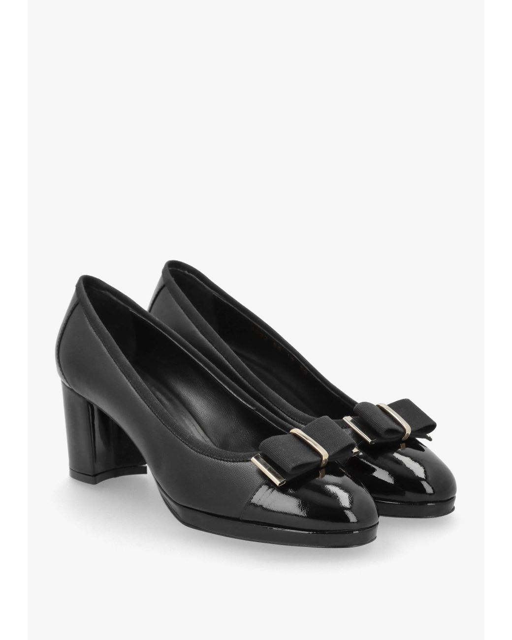 Daniel Paige Black Leather Block Heel Court Shoes