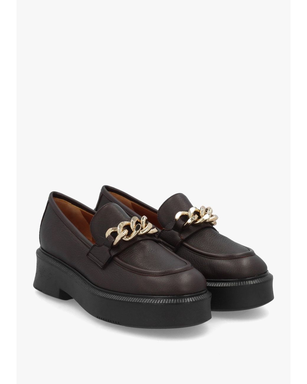 Daniel Black Pebbled Leather Chunky Link Chain Loafers