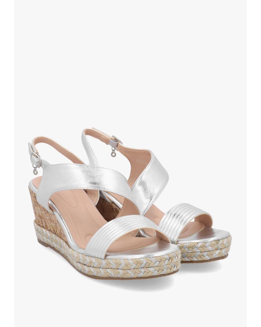 Moda In Pelle White Spotalia Cork Mid Wedge Sandals