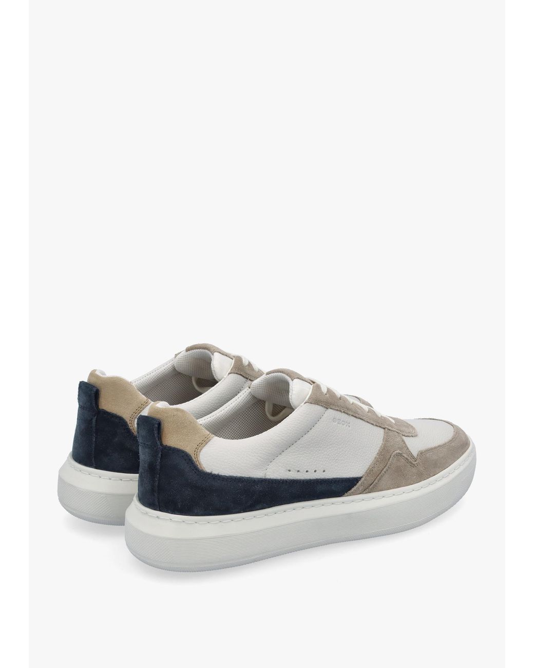 Geox White U Deiven Sand Leather Trainers