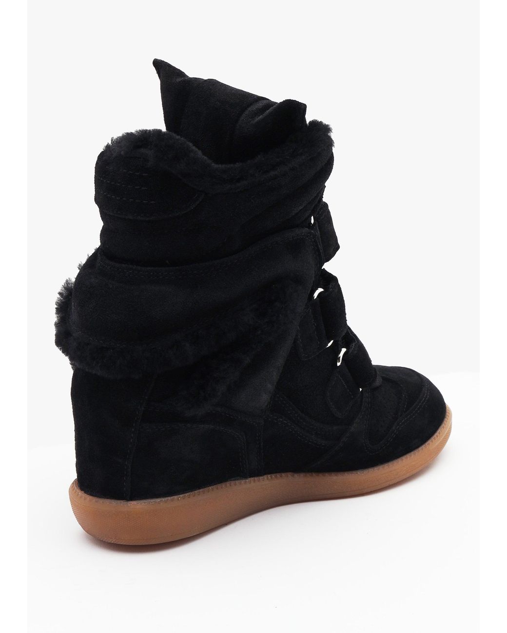 Bronx Black Jae-Yy Shearling High Top Wedge Trainers