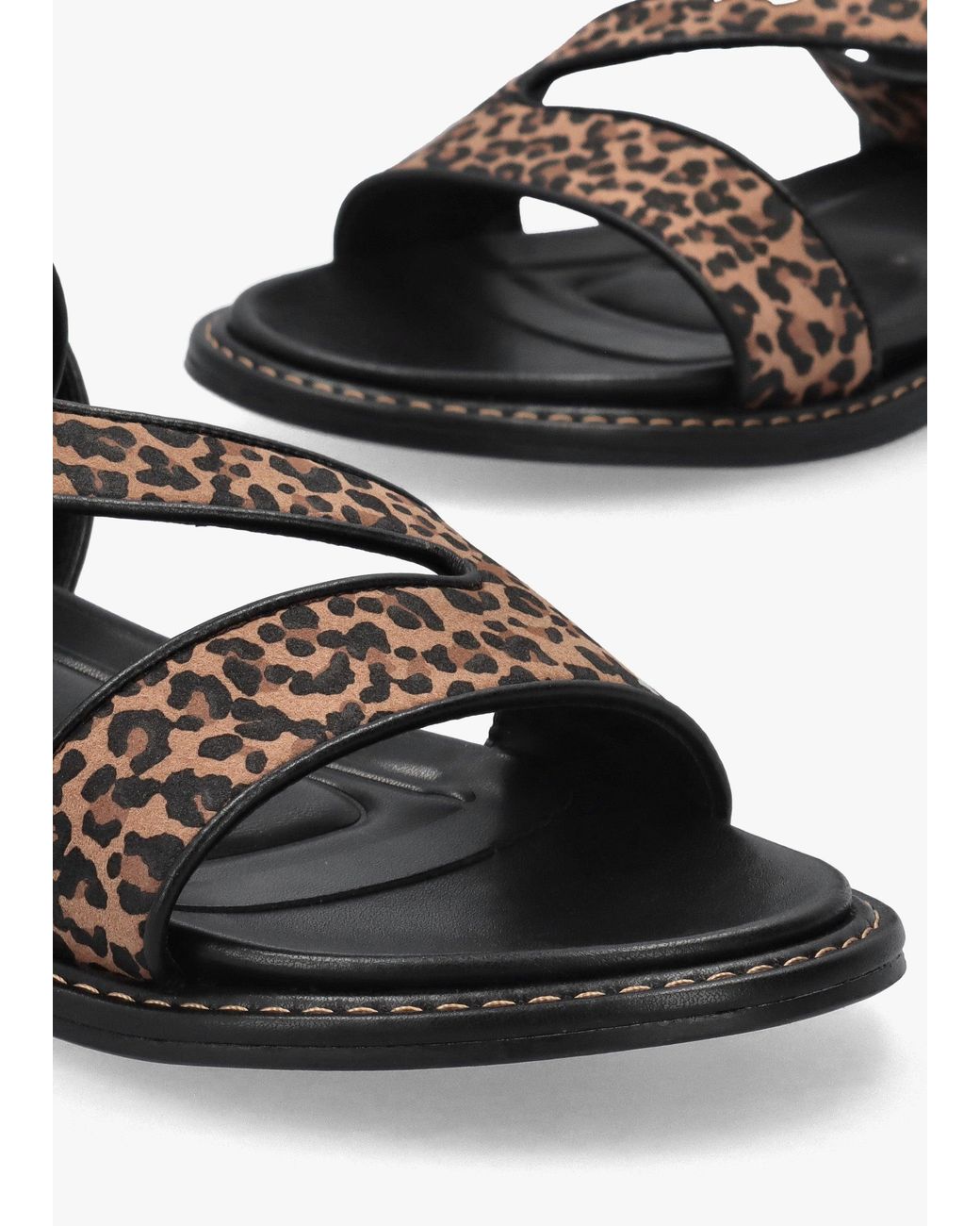 Moda In Pelle White Nolanna Leopard Buckle Fastening Flat Sandals