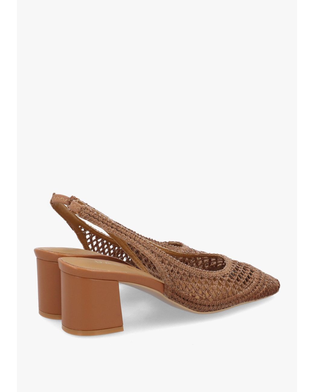 Daniel Brown Rosie Tan Woven Sling Back Heeled Court Shoes