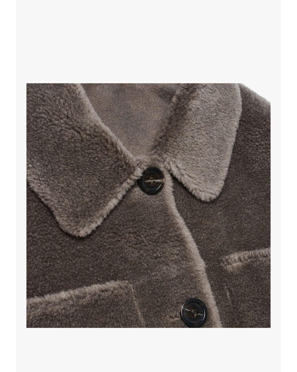 Oakwood Gray Flag Reversible Teddy Shacket