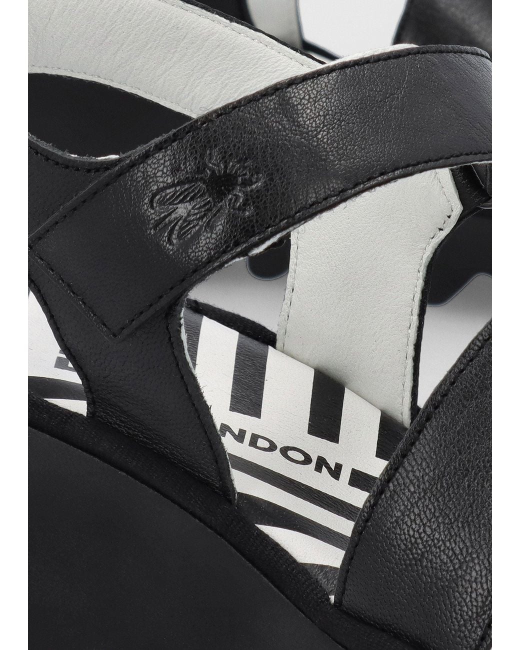 Fly London Black Bexy Mid Wedge Sandals
