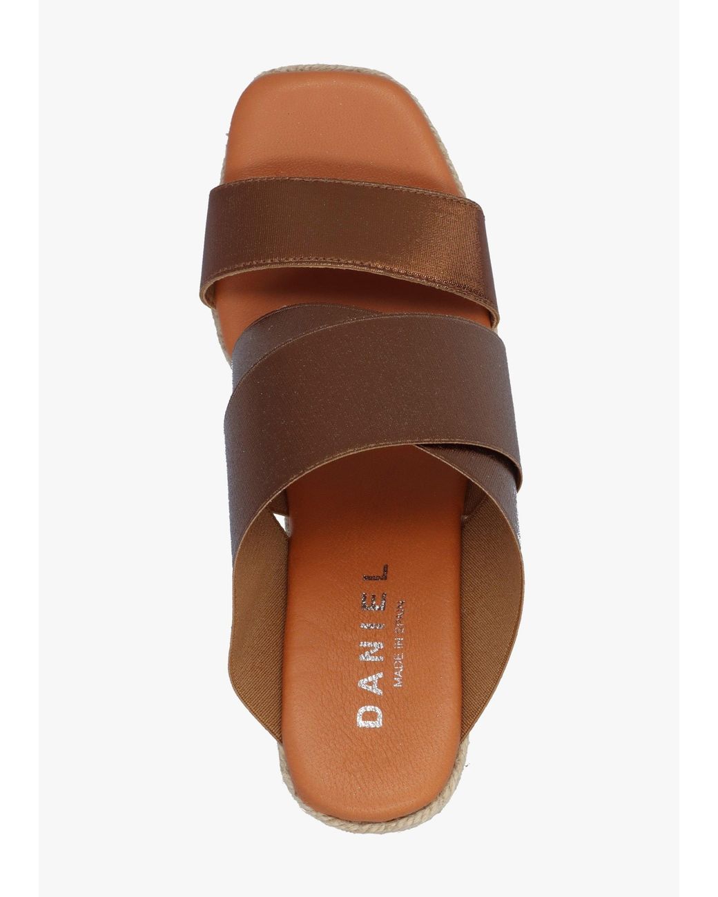 Daniel Brown Khloe Bronze Cross Strap Wedge Espadrille Mules