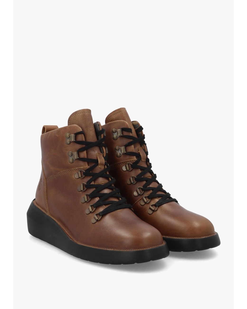 Fly London Brown Bika Hiker Wedge Boots
