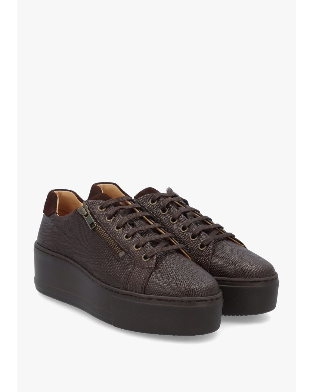 Daniel Brown Vippy Textured Leather Flatform Trainers