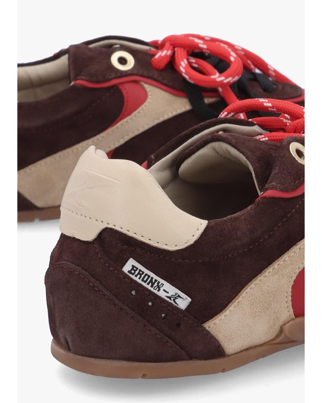 Bronx Red Myr-Aa Coffee Bean Oakmilk Suede Low Top Trainers