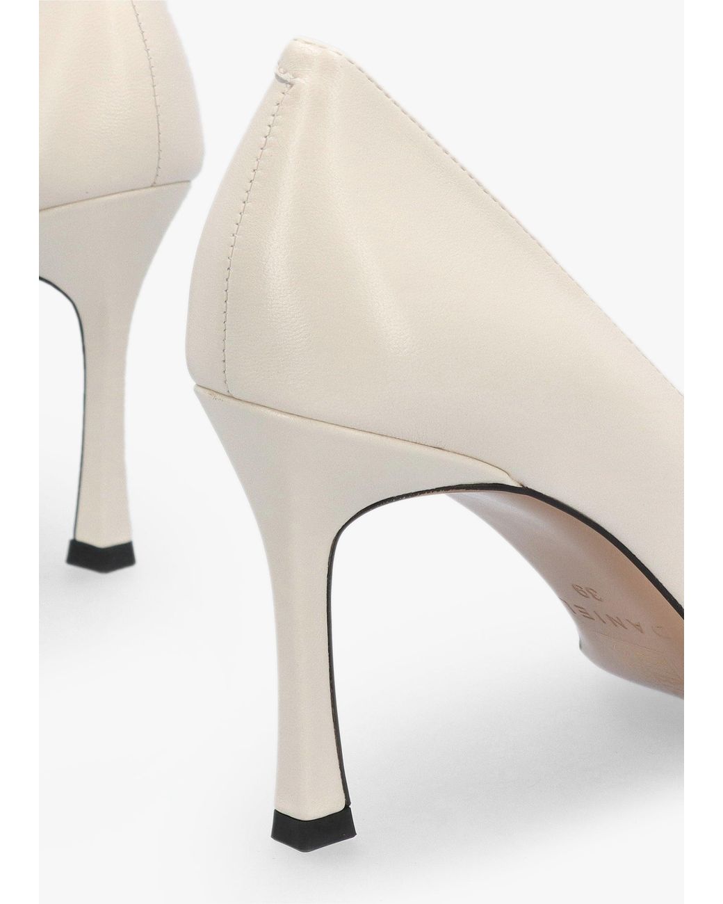 Daniel White Elove Cream Leather Heart Toe Cap Court Shoes