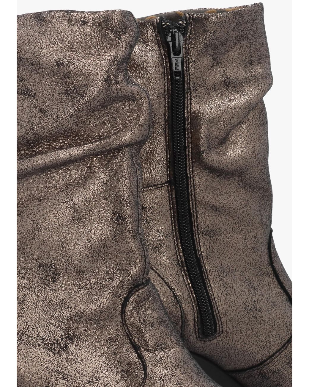 Fly London Brown Klei Cool Graphite Leather Rouched Block Heel Ankle Boots