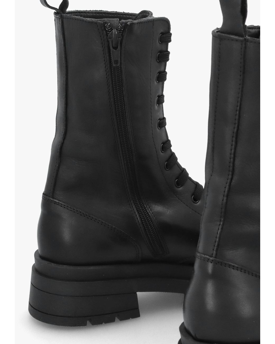 Daniel Black High Shaft Lace Up Biker Boots