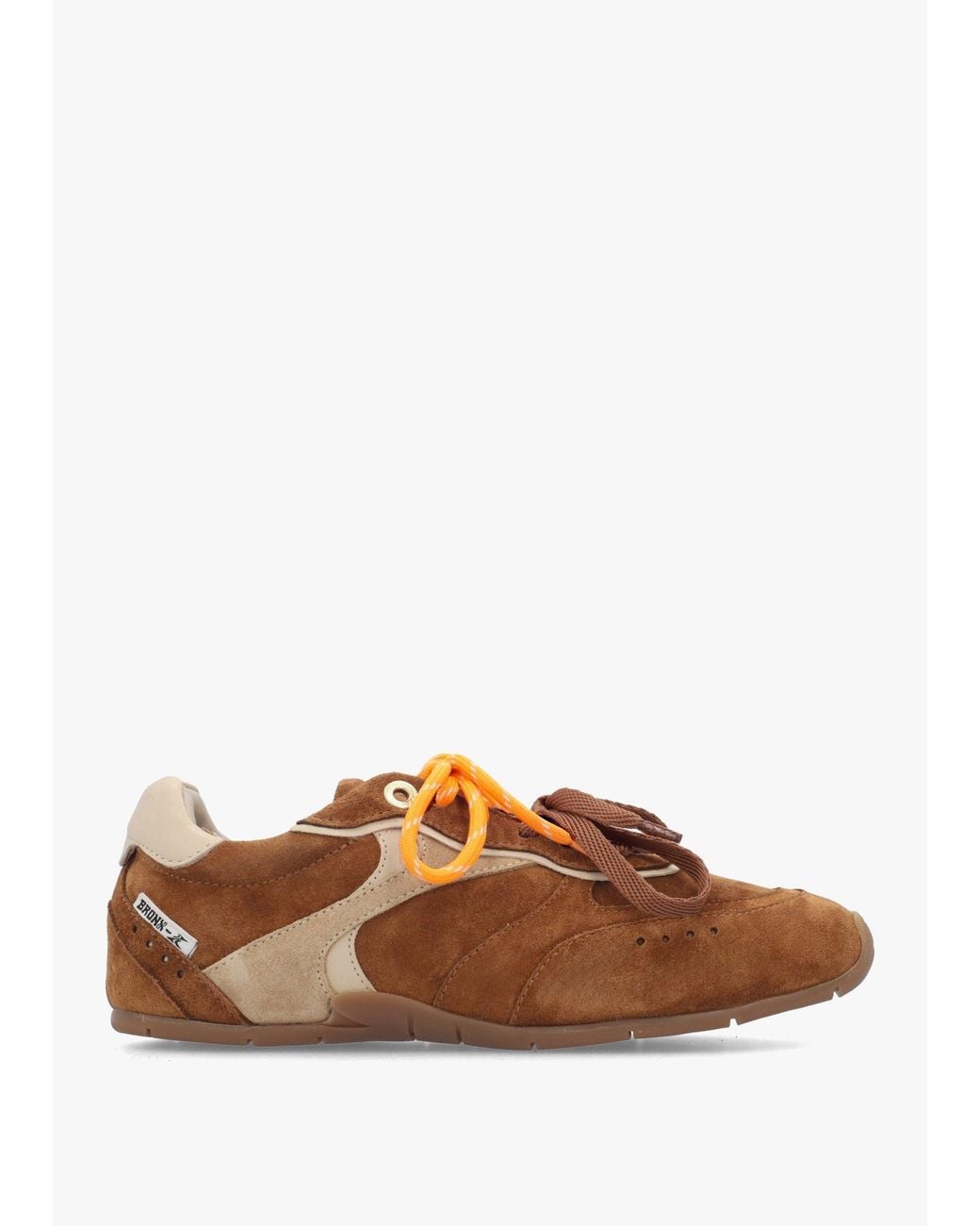 Bronx Brown Myr-Aa Caramel Oakmilk Suede Low Top Trainers
