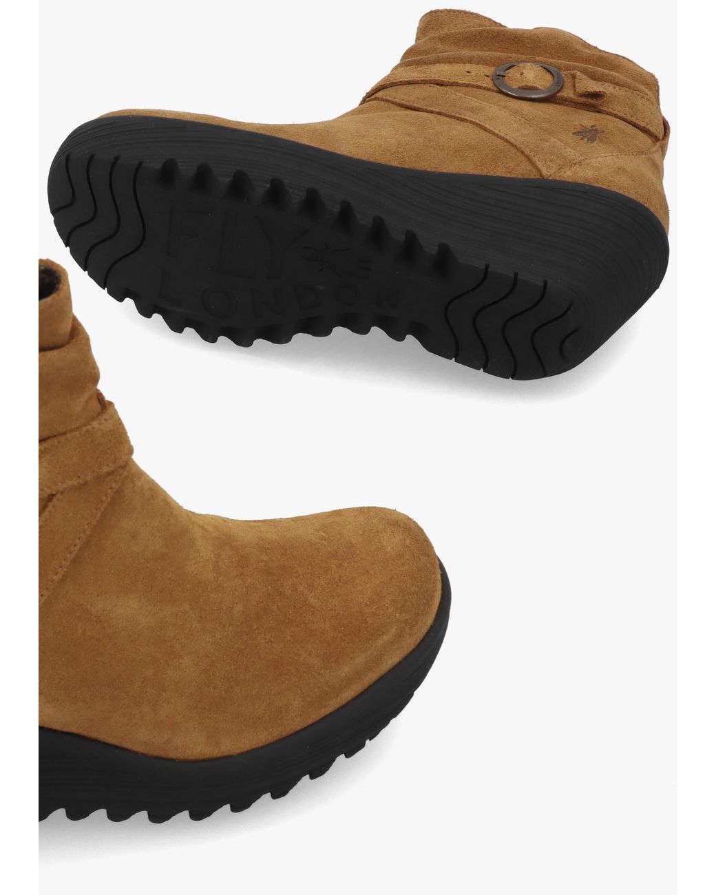 Fly London Brown Loik Tabacco Suede Wedge Ankle Boots