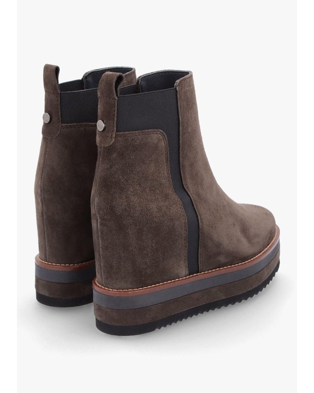 Alpe Brown Azure Suede Wedge Chelsea Boots