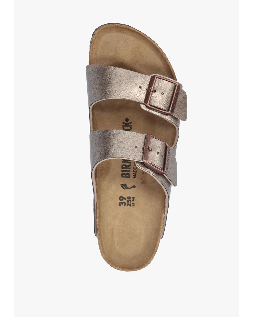 Birkenstock White Arizona Birko-Flor Graceful Taupe Two Bar Mules