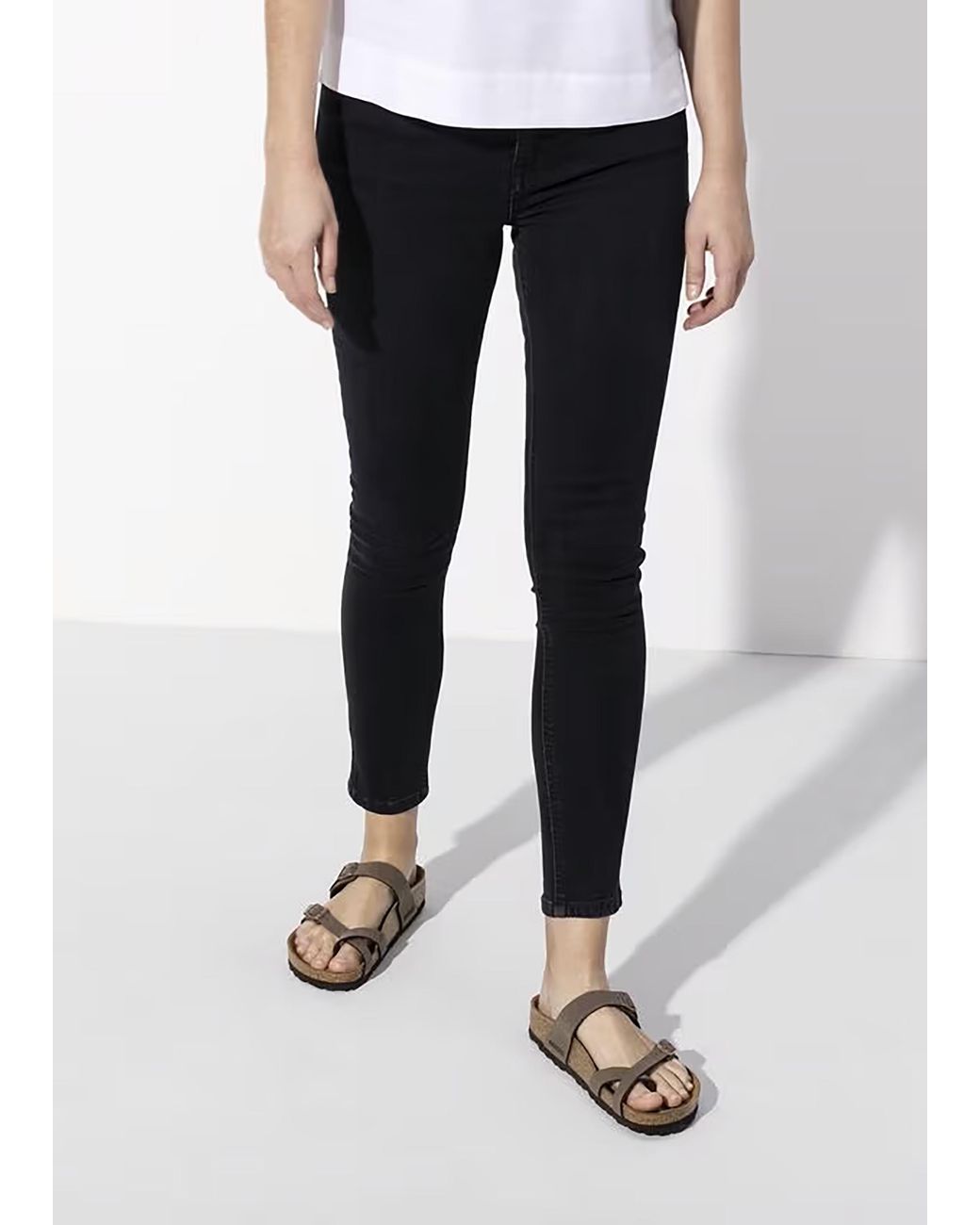 Birkenstock White Mayari Birko-Flor Nubuck Mocca Thong Sandals