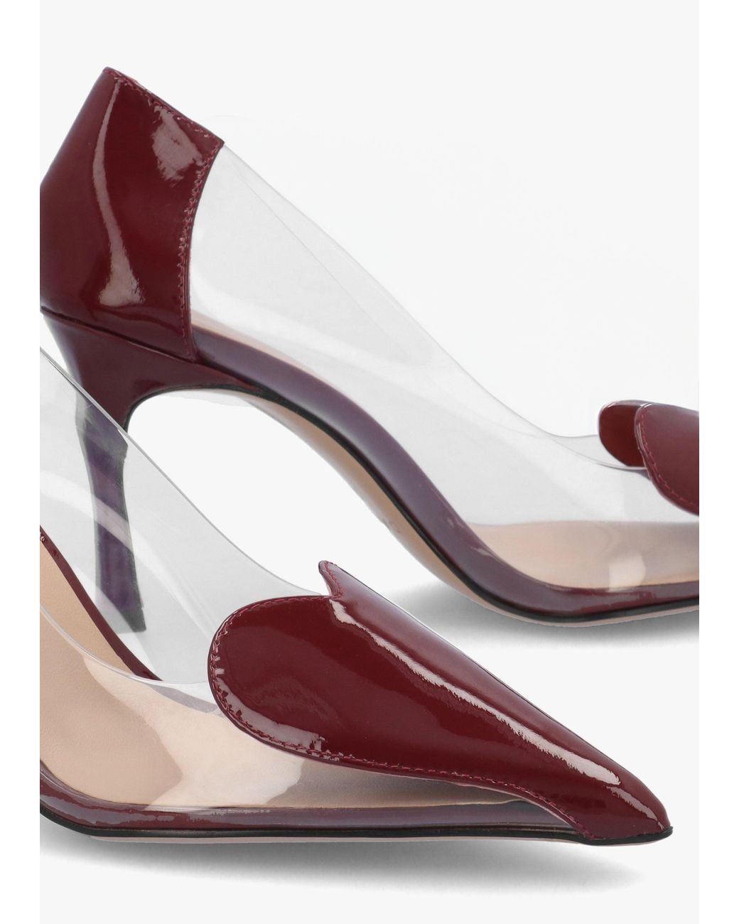 Daniel Pink Elove Perspex Burgundy Leather Heart Toe Cap Court Shoes