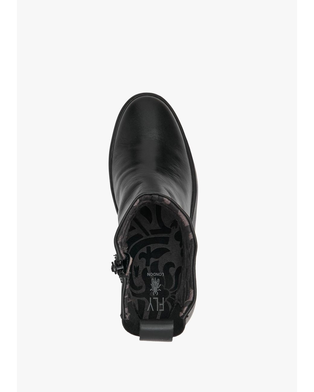 Fly London Black Doxe & Patent Wedge Ankle Boots