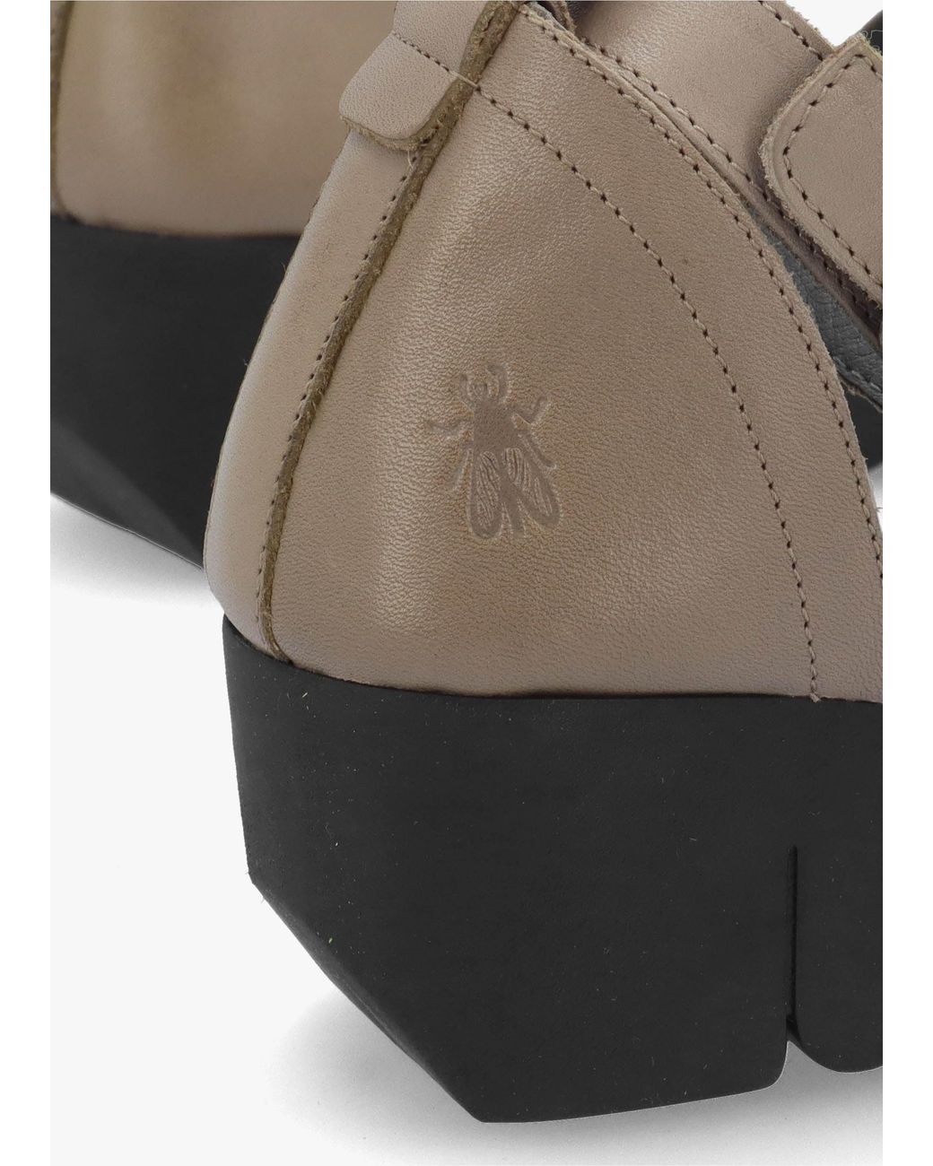 Fly London Multicolor Voik Taupe Leather Low Wedge Sandals