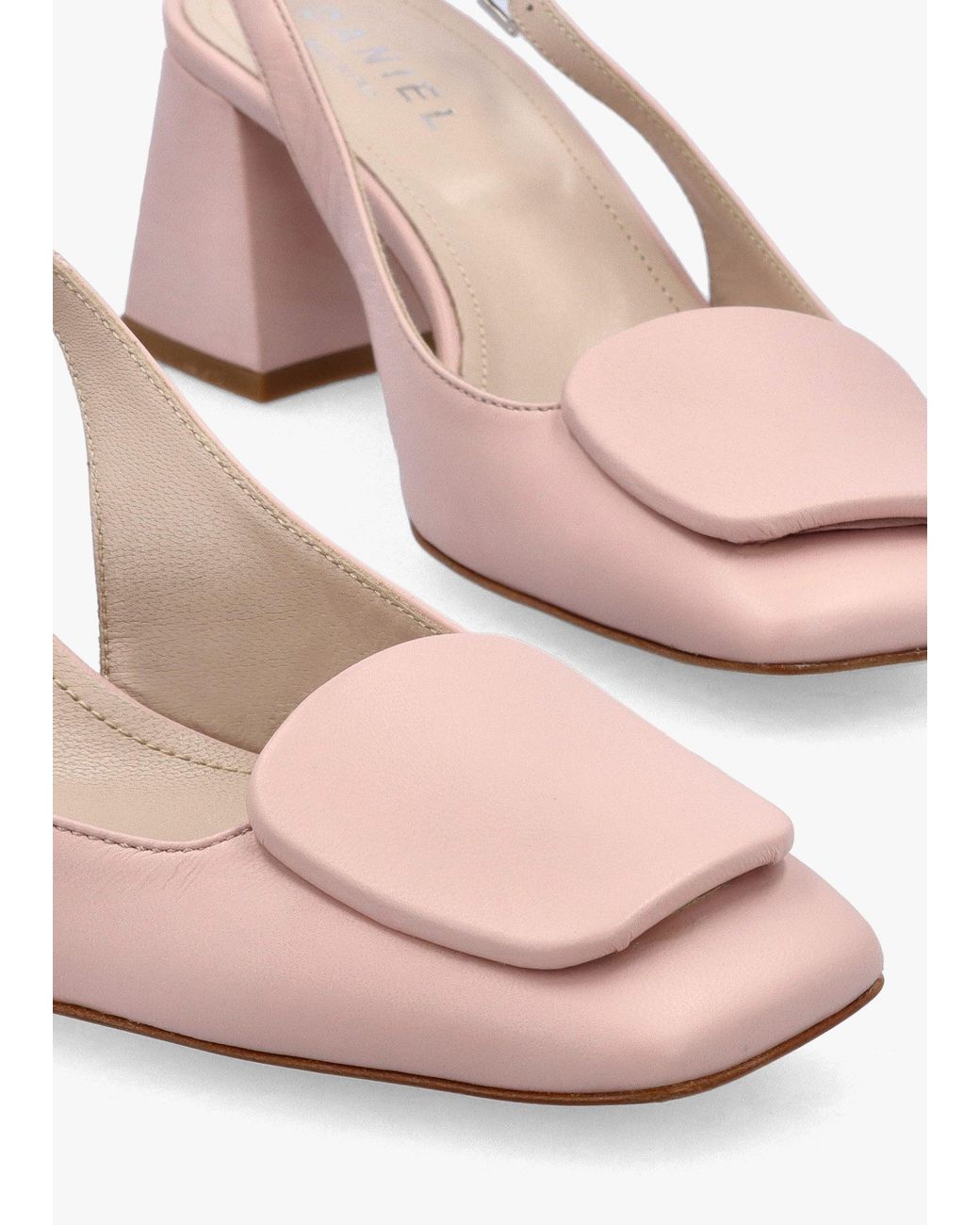 Daniel Pink Nessie Nude Leather Block Heel Sling Backs