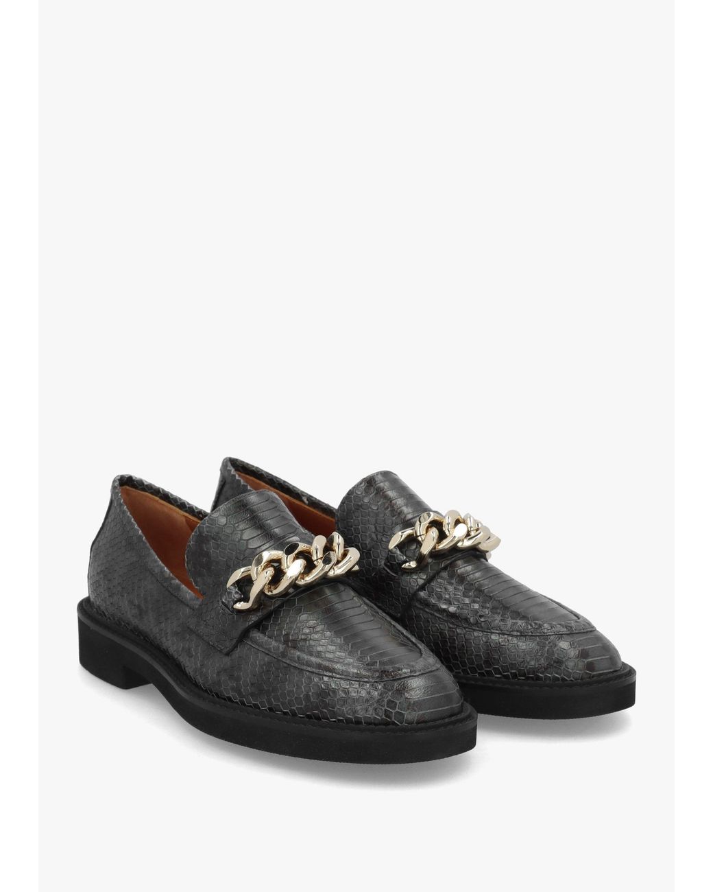 Daniel Black Leather Reptile Loafers