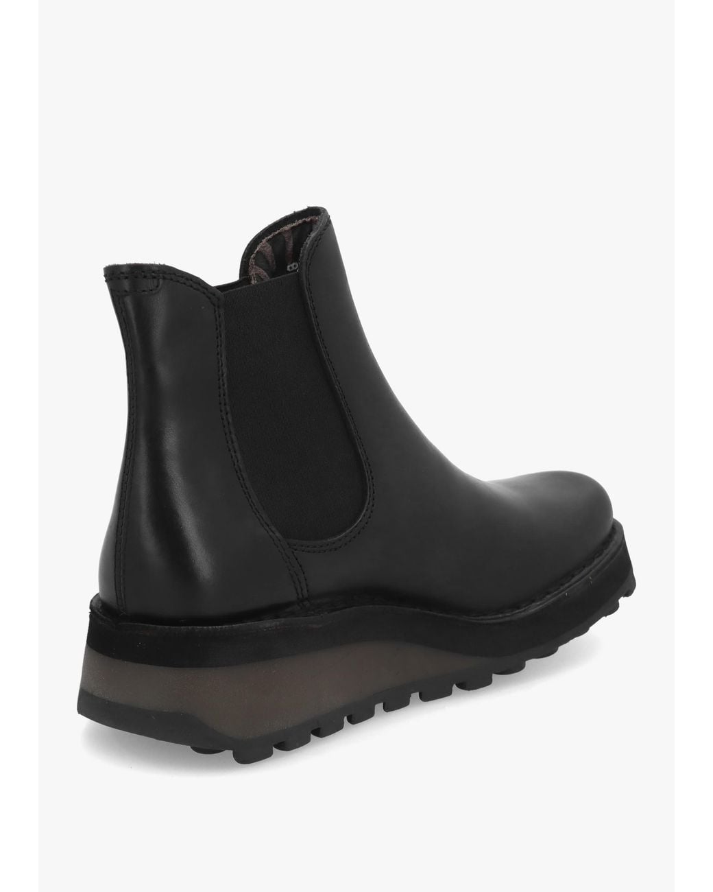 Fly London Black Huud Low Wedge Chelsea Boots