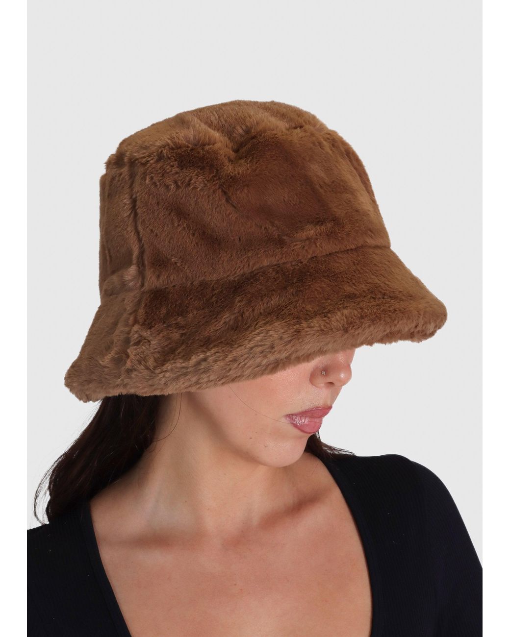 Oakwood Brown Bobland Tan Faux Fur Bucket Hat