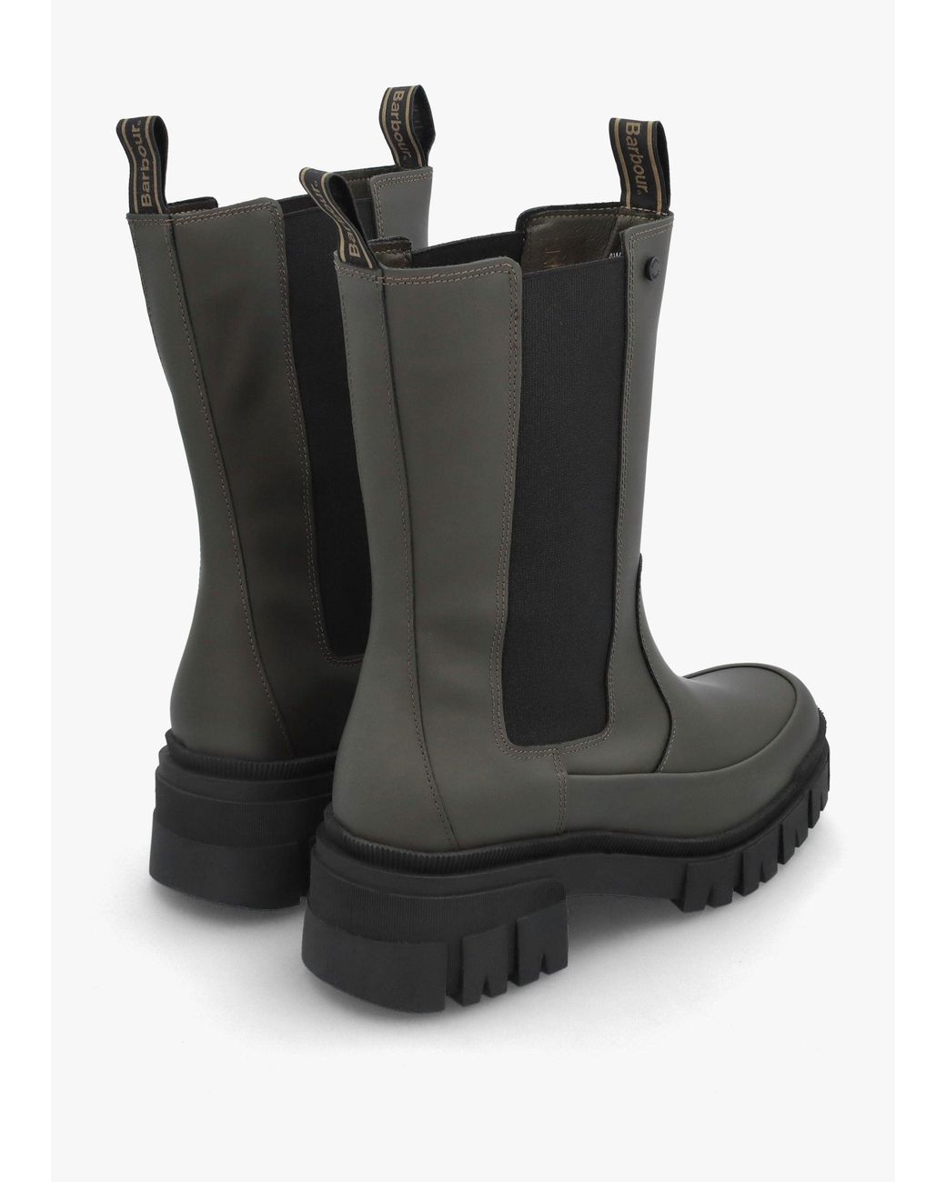 Barbour Black Sidneigh Rubberized Leather Chelsea Boots