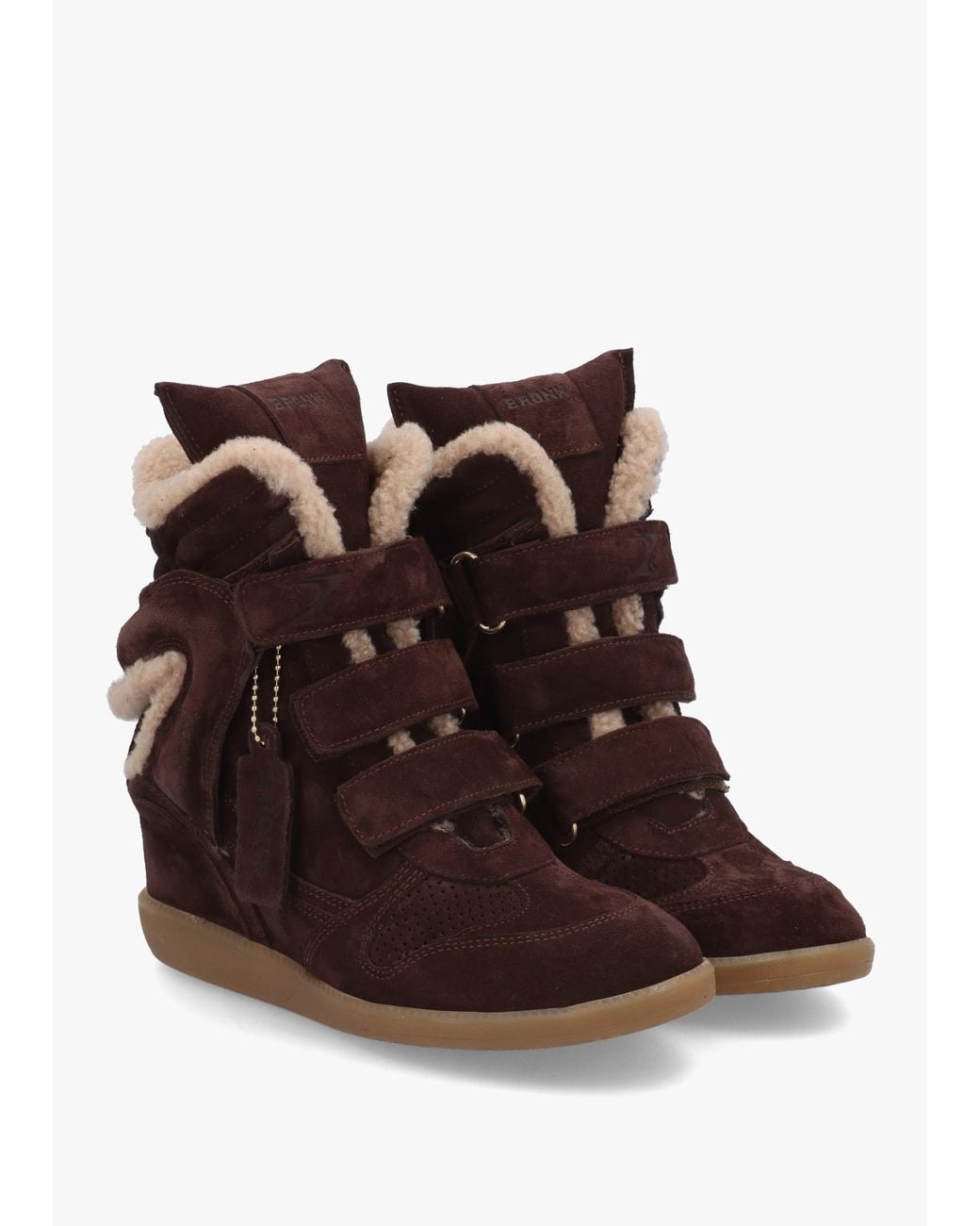 Bronx Brown Jae-Yy Shearling High Top Wedge Trainers