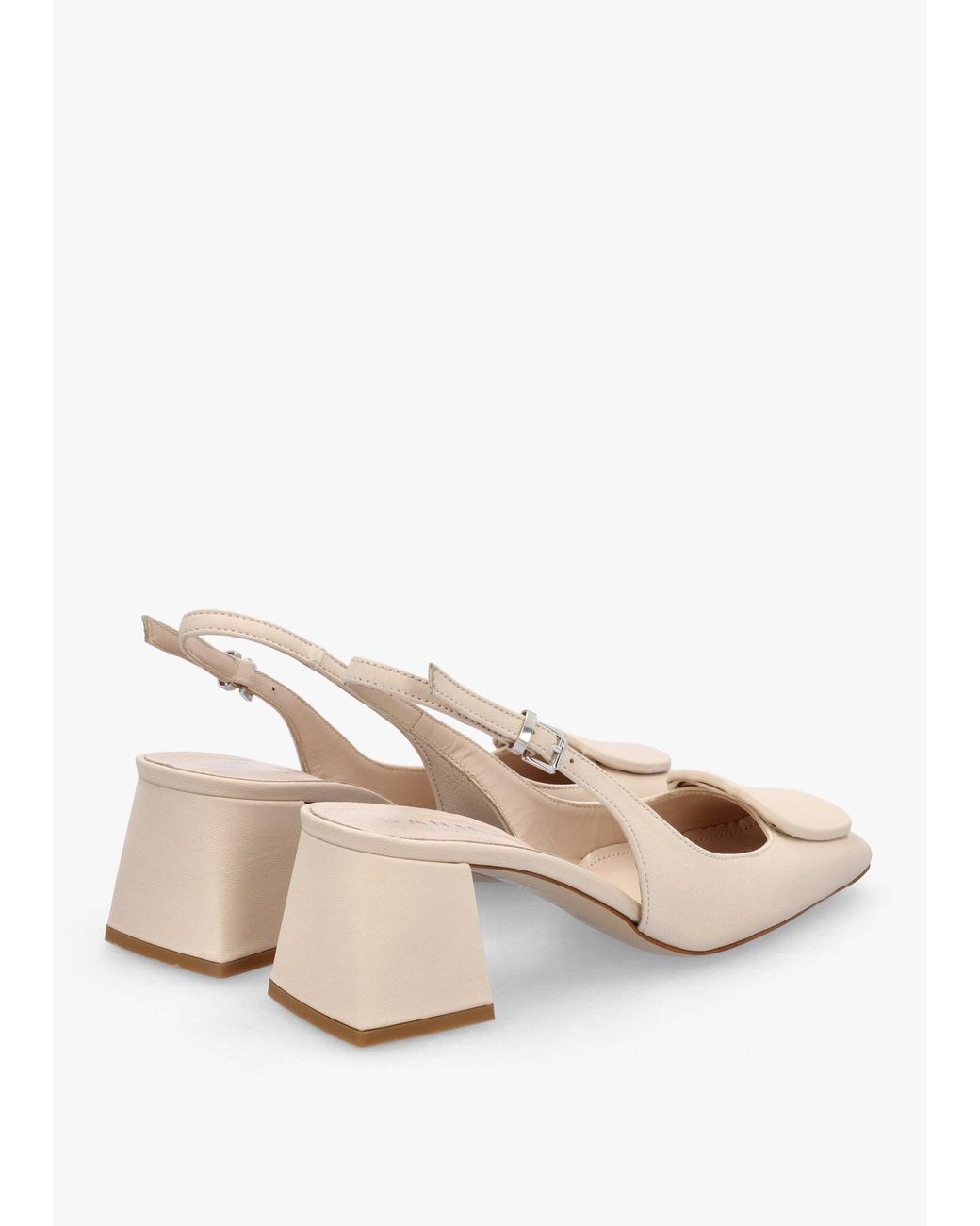 Daniel Natural Nessie Cream Leather Block Heel Sling Backs
