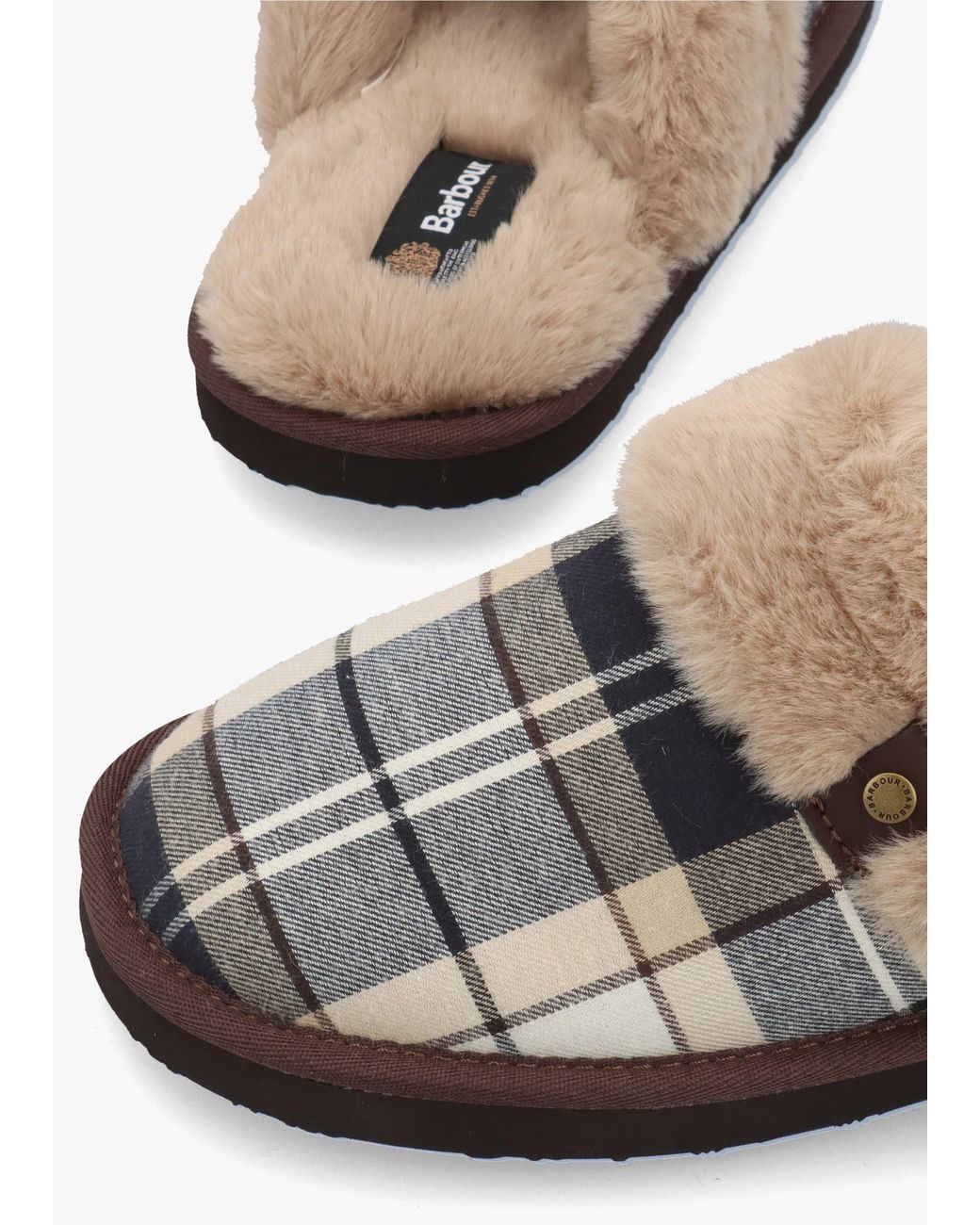 Barbour White Claudia Light Birchwood Mule Slippers