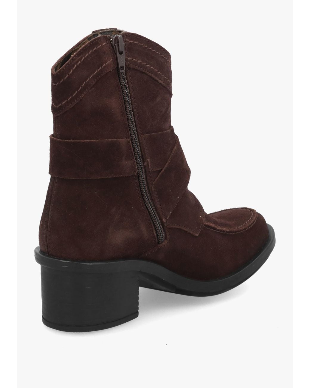 Fly London Brown Celk Expresso Suede Block Heel Ankle Boots