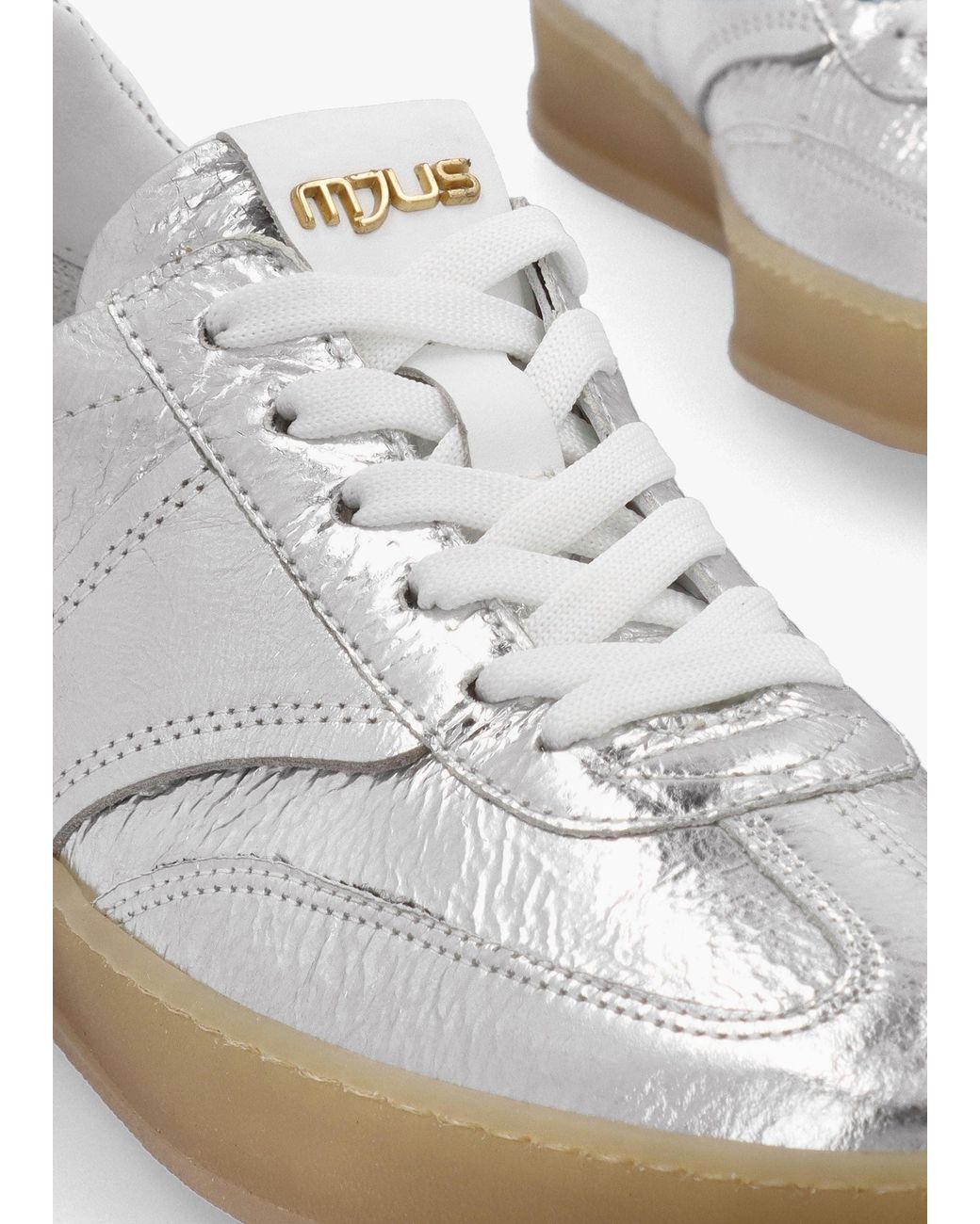 Mjus White Genova Metallic Leather Trainers