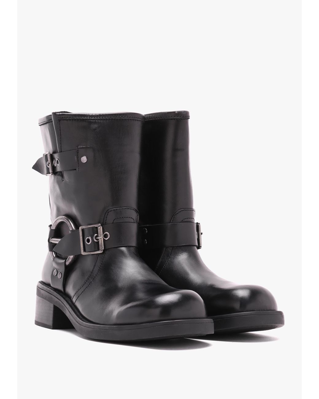 Daniel Ibike Black Leather Chunky Biker Boots