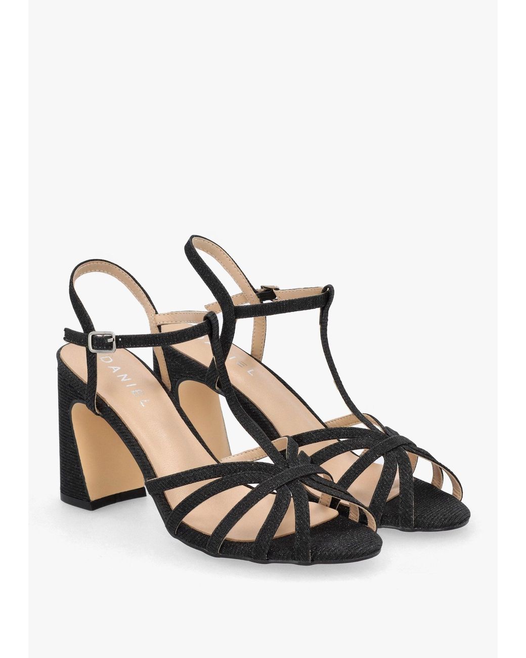 Daniel Multicolor Iceline Metallic T Bar Block Heel Sandals
