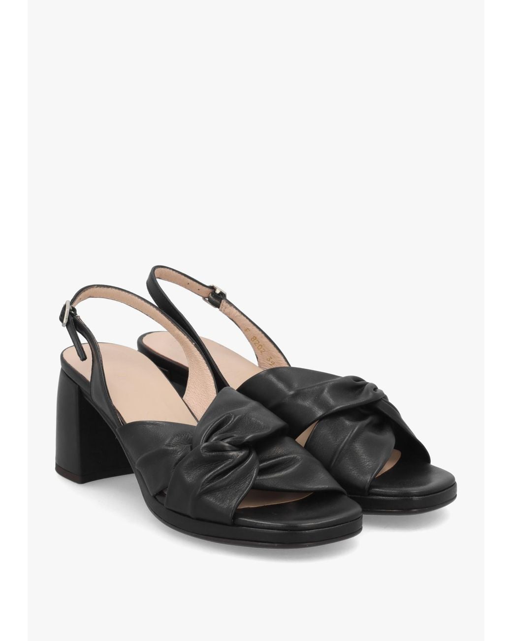 Wonders Black F-8202 Block Heel Sandals