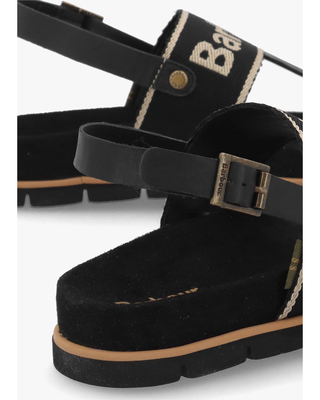 Barbour Black Lumley Toe Post Sandals