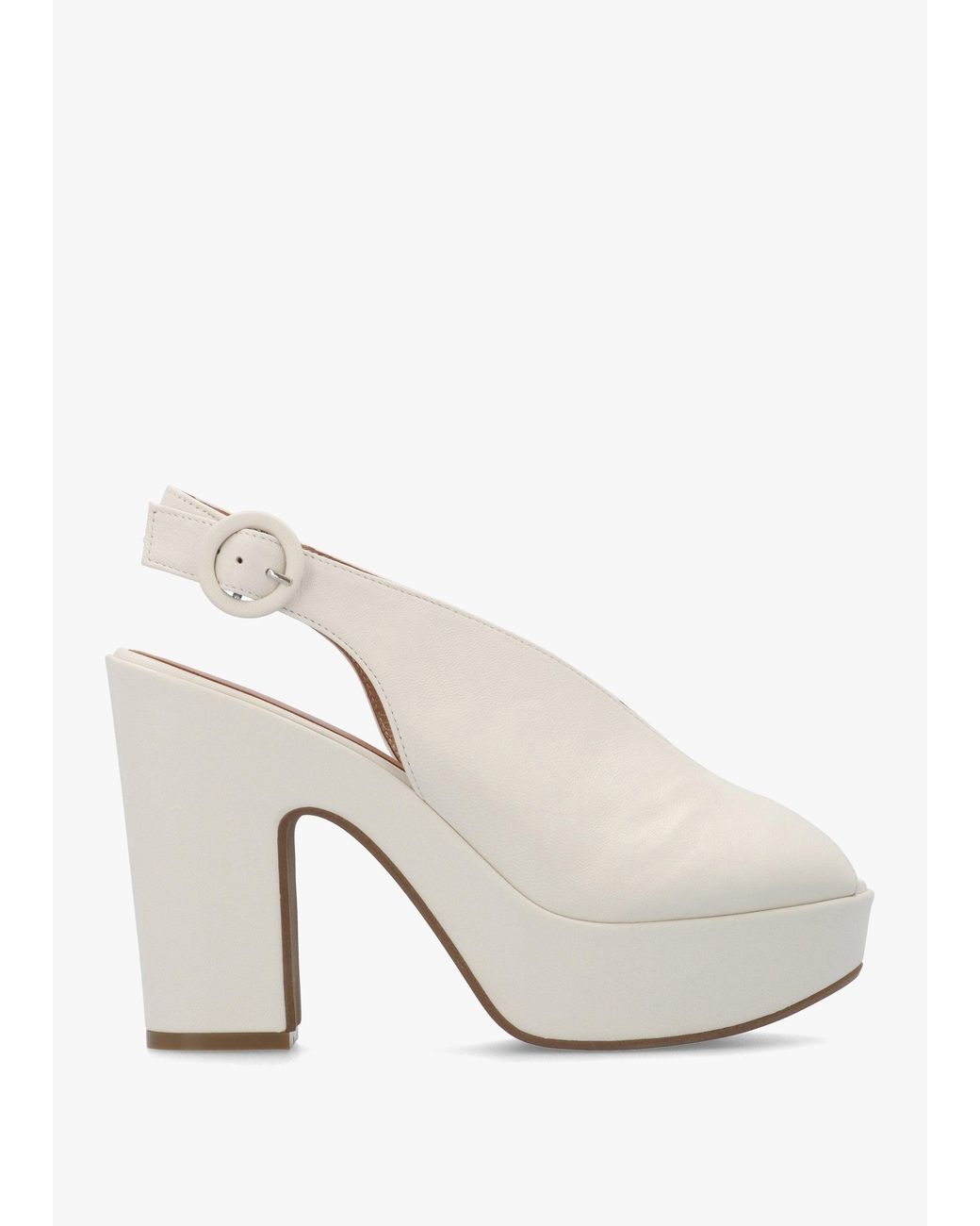 Daniel White Solay Cream Leather Platform Heeled Sandals