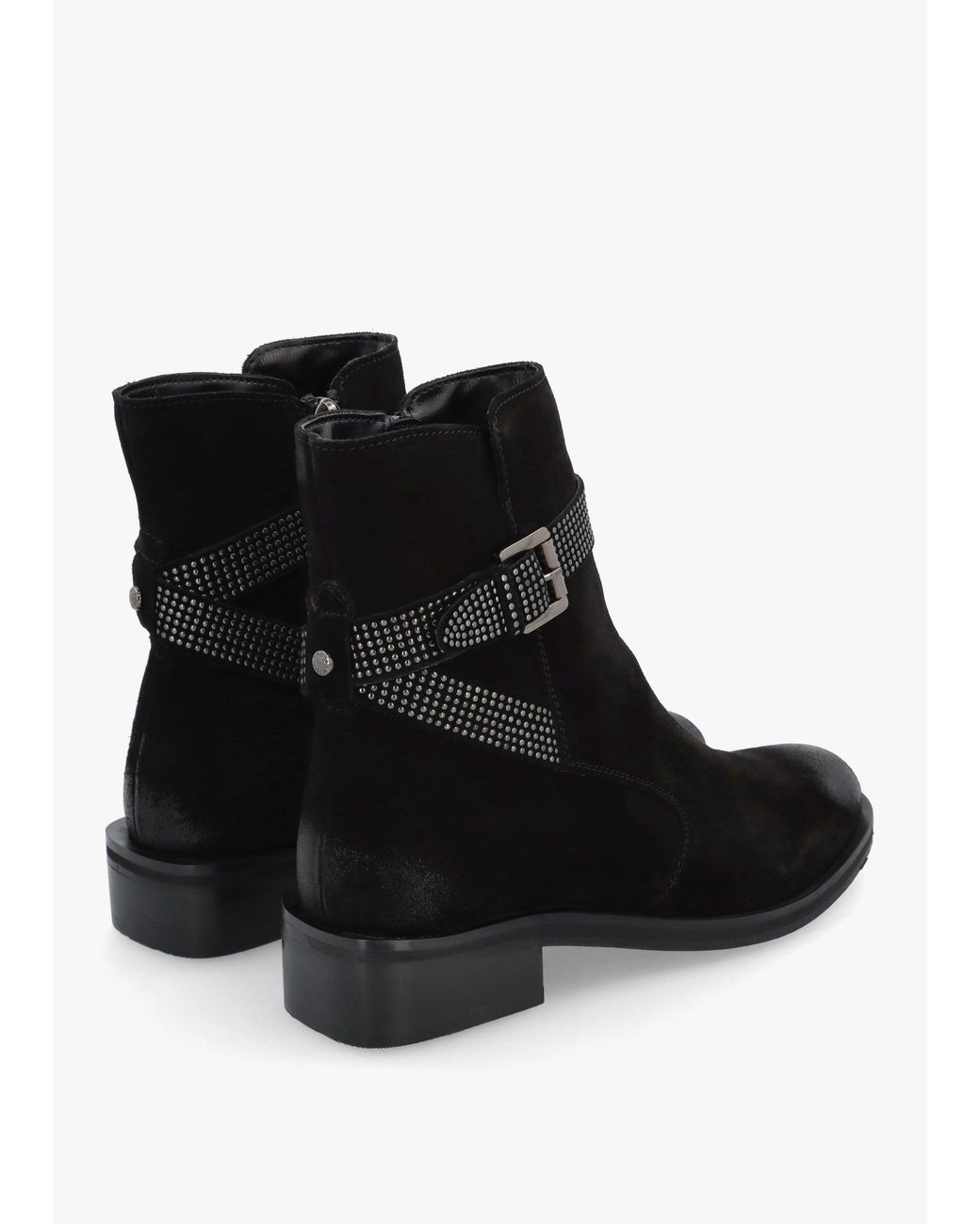 Moda In Pelle Black Panazol Studded Strap Ankle Boots