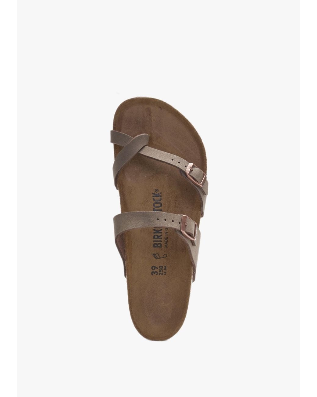 Birkenstock White Mayari Birko-Flor Nubuck Mocca Thong Sandals