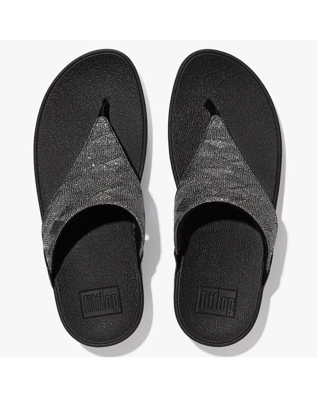 Fitflop Lulu Glitz All Black Toe Post Sandals