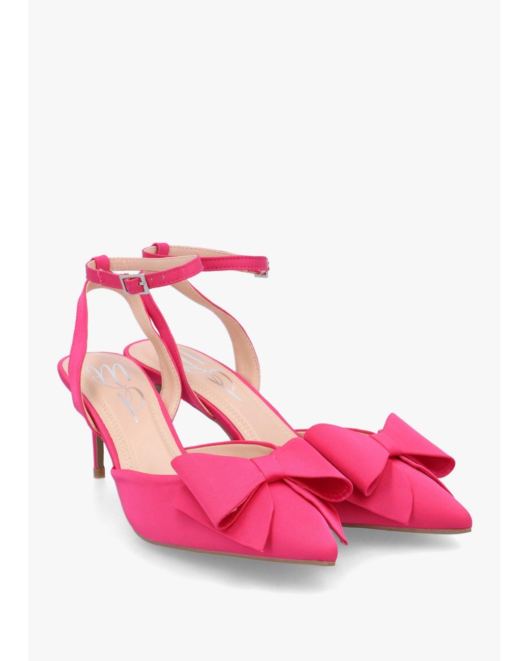 Moda In Pelle Pink Nahara Satin Bow Low Heel Court Shoes