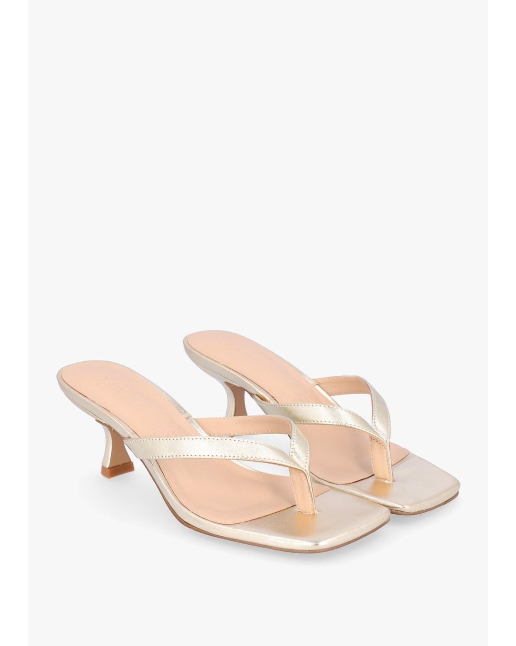 Daniel Natural Eden Leather Toe Post Kitten Heel Sandals