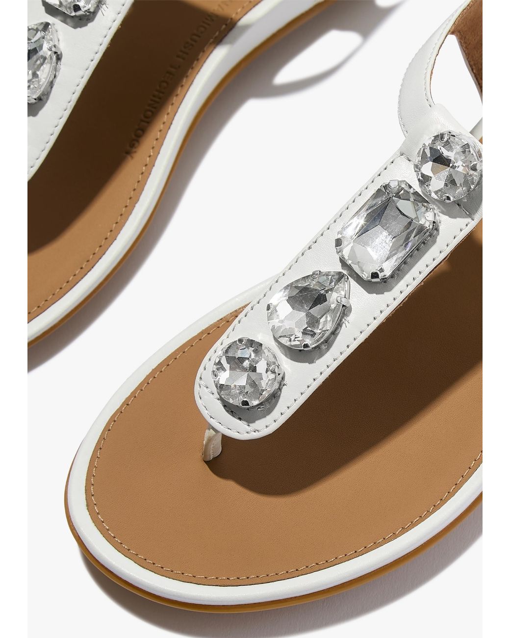 Fitflop White Gracie Ultra Jewel Ultra Leather T-Bar Sandals