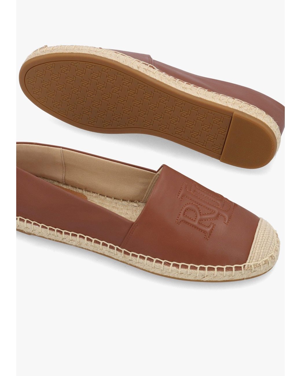 Ralph Lauren Brown Cameryn Lauren Tan Nappa Leather Espadrilles