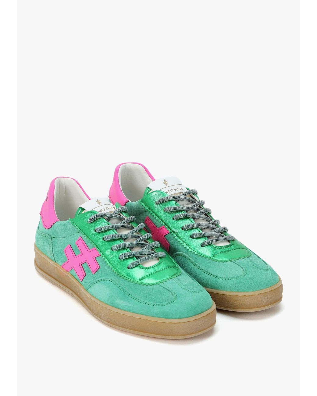 Another Trend Green Metallic Leather Trainers