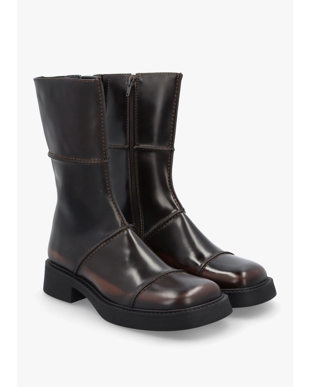 Miista Black Dahlia Dark Square Toe Calf Boots