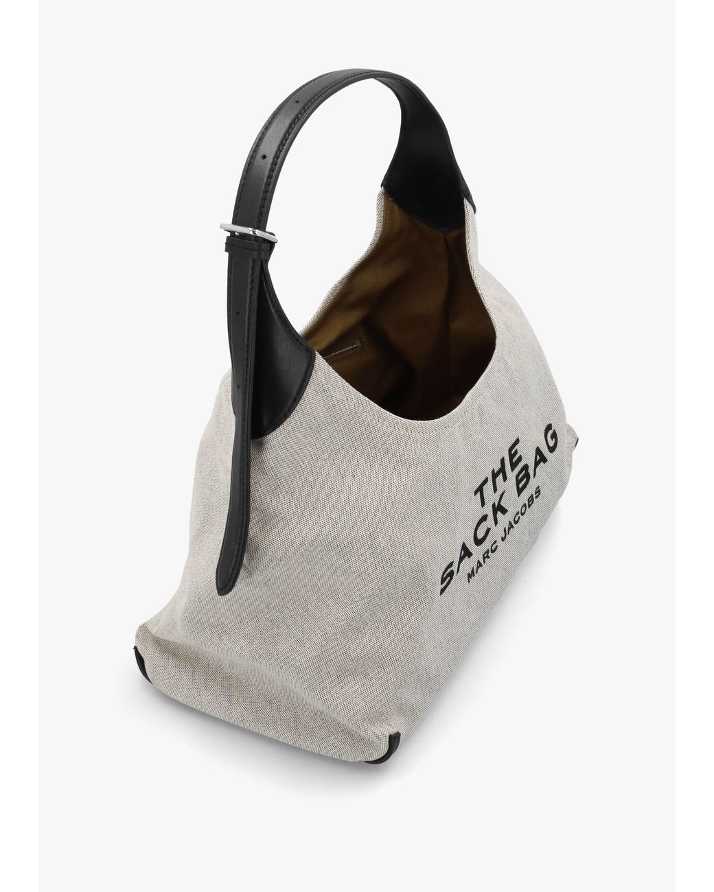 Marc Jacobs Gray The Leather Trim Canvas Belted Ivory Sack Bag