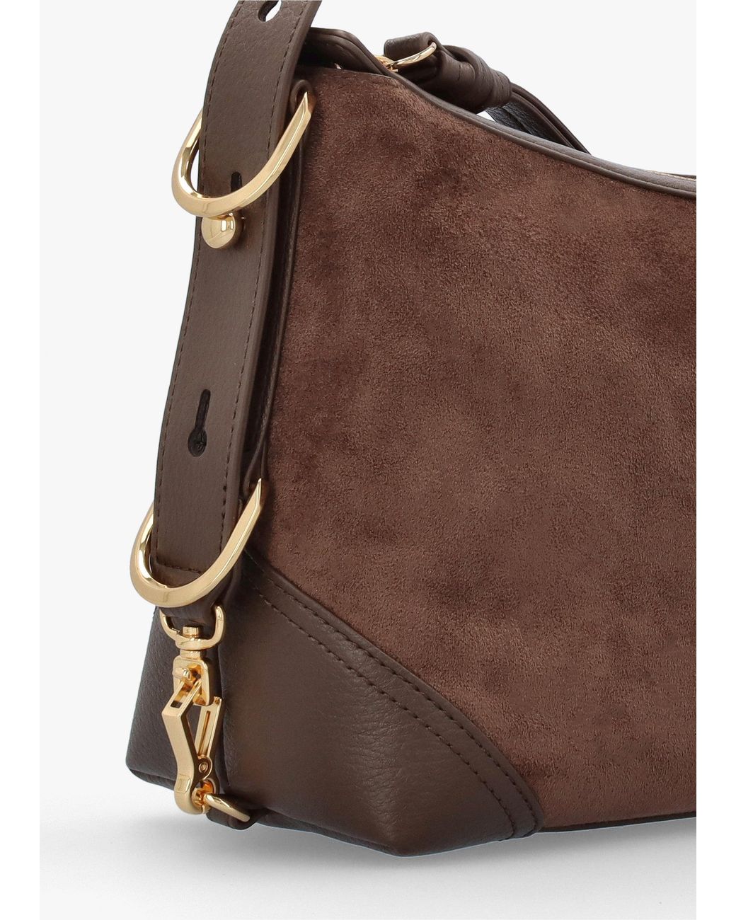 Love Moschino Brown Suedette Top Zip Shoulder Bag